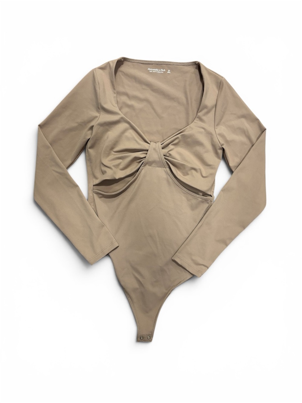 A&F Long Sleeve Twist-Front Bodysuit - Taupe